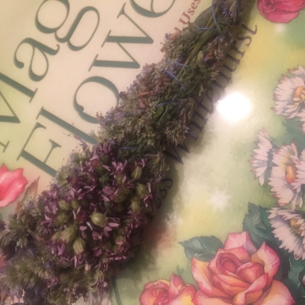 Strength and sweetness botanical wand handmade and handgrown organic herb smudge